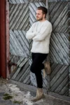 Herresweater i dobbelt perlestrik