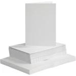 Kort og kuverter, kort 10,5 x 15 cm, kuvert 11,5 x 16,5 cm, 50 sæt Hvid