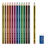 STAEDTLER Noris Club Farveblyanter + Blyant & viskelæder, 12 + 2 stk