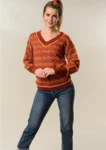 1831 Sweater med tern i vævestrik