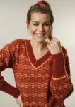1831 Sweater med tern i vævestrik