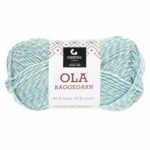 Gjestal Ola Raggegarn 715 Hvid/Caribisk blå/pudderblå mouliné