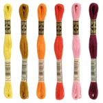 DMC Mouliné Spécial 25 Broderigarn, Ensfarvet, Røde/Gule/Orange nuancer