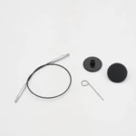 KnitPro Thin & Flex Kabel, Sort Sølv Swivel, 40–150 cm