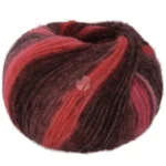 Lana Grossa Bomba 02 Rosa/pink/koral/brombær/grårød/grårosa/mørkegrå