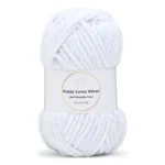 LindeHobby Fuzzy Chenille Silver Lurex 01 Hvid