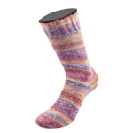 Lana Grossa Landlust die Sockenwolle Seide 335 Orange/Grå/Citrongul/Lyseblå/Blå/Violet/Fuchsia/Lys rød stribet