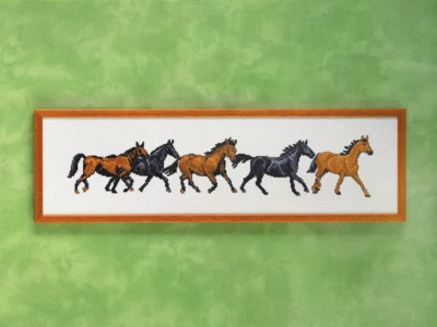 Broderikit Heste række 59 x 16 cm R5425