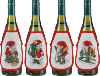 Broderikit Juleflaske forklæder x 4 10 x 15 cm