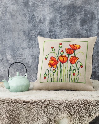 Broderikit Vilde valmuer 40 x 40 cm