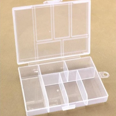 HobbyArts Plastboks med låg, transparent, 12x8,5 cm, 6 rum