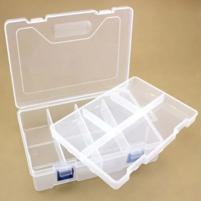 HobbyArts Plastboks med låg, transparent, 23x16 cm, 8 rum