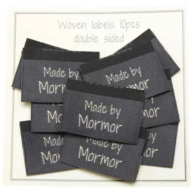 Go Handmade Vævet Label, Dobbeltsidet, Grå, 35 x 19 mm, 10 stk