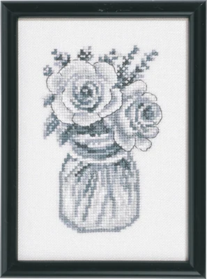 Broderikit Roser 12 x 17 cm
